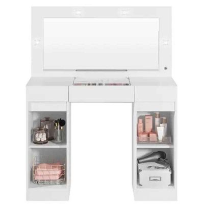 Penteadeira Camarim Com Porta Joias 3 Gavetas 2 Portas Princess Branco