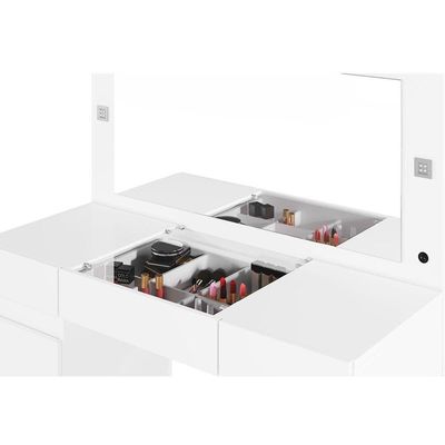Penteadeira Camarim Com Porta Joias 3 Gavetas 2 Portas Princess Branco
