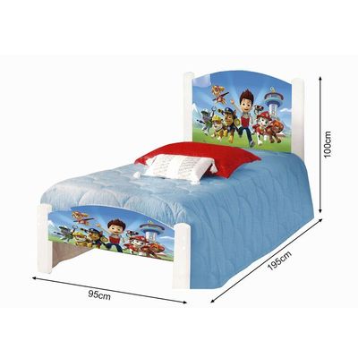 Cama Infantil Solteiro Adesivada Cães Branco