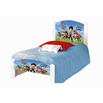 Cama Infantil Solteiro Adesivada Cães Branco