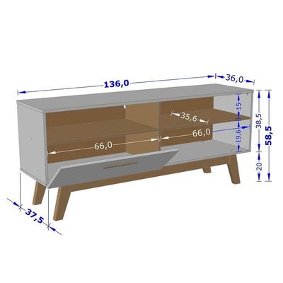 Rack Bancada Para Tv Até 55" 2 Portas Paládio Preto Fosco