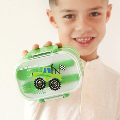 Kit Mochila Escolar Pote Para Lanche E Garrafa 460ml Infantil - Azul Verde