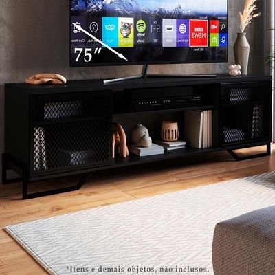 Rack 180 Cm 2 Pt Estante Prateleira Industrial 27x23 Preto Pp Preto
