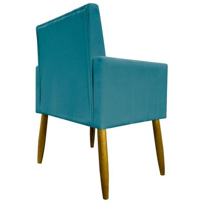 Kit 10 Poltronas Decorativas Mari Pé Palito Castanho - Azul-turquesa Suede