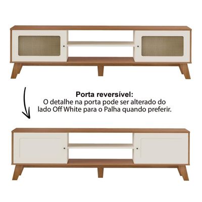 Conjunto Para Sala Com Rack E Buffet Charlotte Artely Cinamomo-off White