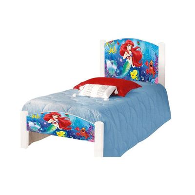 Cama Infantil Solteiro Adesivada Pequena Sereia Branco