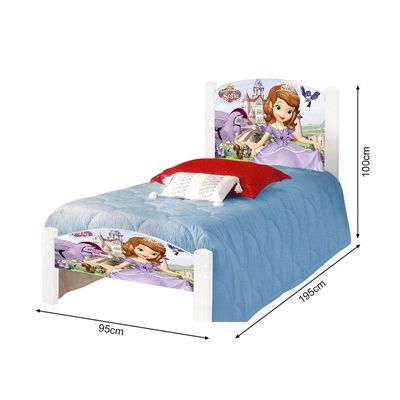 Cama Infantil Solteiro Adesivada Sofia Branco