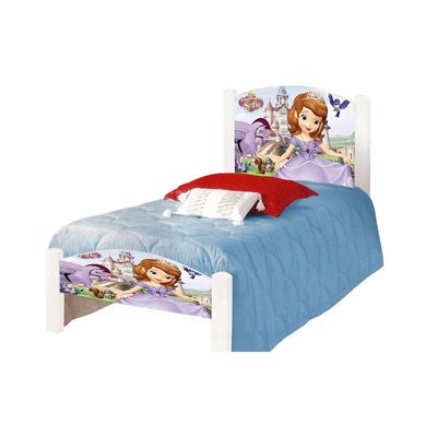 Cama Infantil Solteiro Adesivada Sofia Branco
