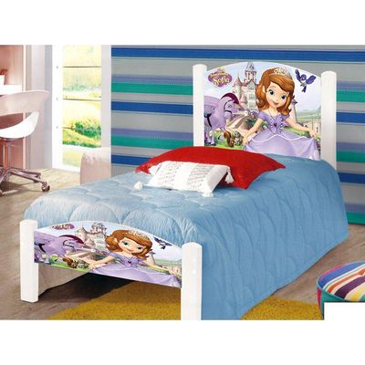 Cama Infantil Solteiro Adesivada Sofia Branco