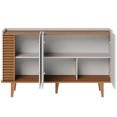 Aparador Buffet Para Sala De Jantar 3 Portas Elora C04 Off White Matte Freijó - Lyam Decor