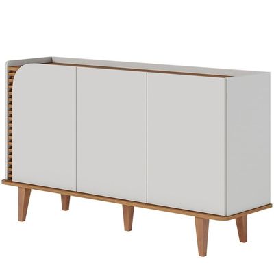 Aparador Buffet Para Sala De Jantar 3 Portas Elora C04 Off White Matte Freijó - Lyam Decor