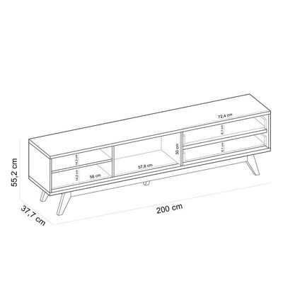 Rack Para Sala De Estar Tv 75 Pol 200cm Pés Retrô Venice C04 Off White Matte