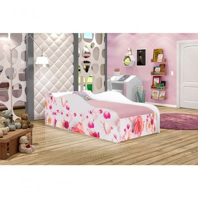 Mini Cama Fun Rosas Infantil Com Colchão