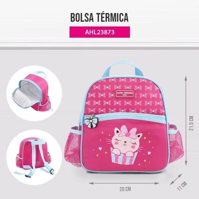 Conjunto De Mochila De Rodinha, Lancheira Térmica, Pote E Garrafa Pimpolhos Pink