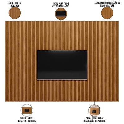 Painel Ripado De Madeira Para Sala Quarto 297x250cm Slats L05 Nature - Lyam Decor