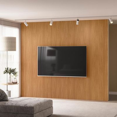 Painel Ripado De Madeira Para Sala Quarto 297x250cm Slats L05 Nature - Lyam Decor