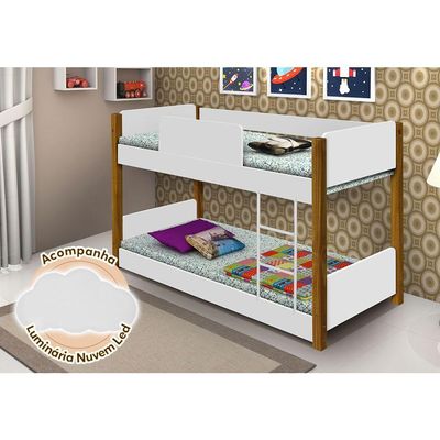 Beliche Infantil Valentina Juvenil Branca E Amêndoa Luminária Led Branco
