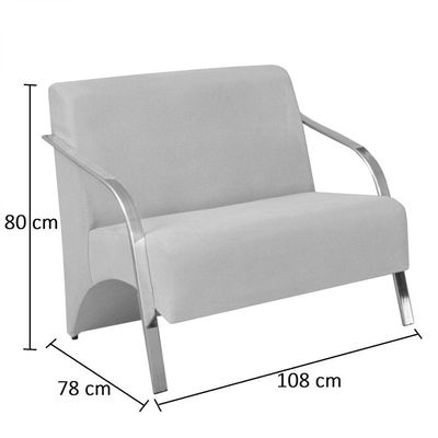 Kit 2 Poltronas 2 Lugares Vênus Braço Alumínio Suede