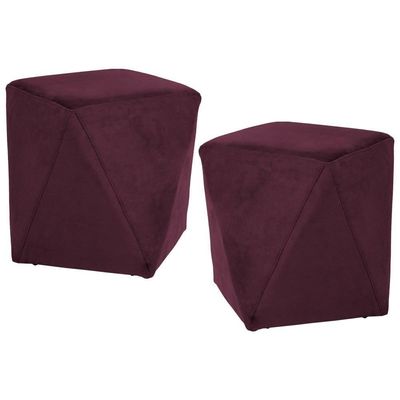 Kit 2 Puffs Ametista B-278 Veludo Marsala