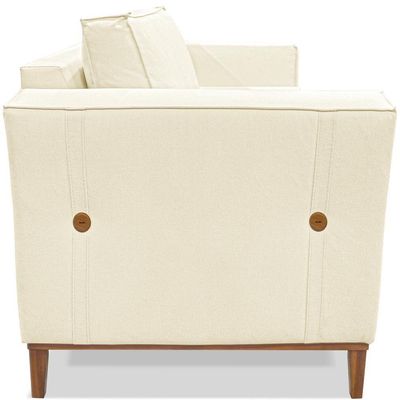 Poltrona Decorativa Balli 1 Lugar Pes Madeira Linho Perola Ezz Perola