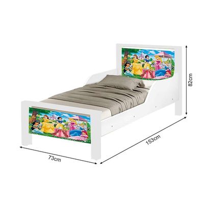 Mini Cama Infantil Princesas Adesivada Com Colchão Branco