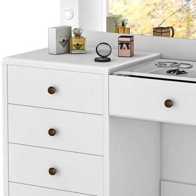 Kit Penteadeira Com Banqueta Em Mdf Branco
