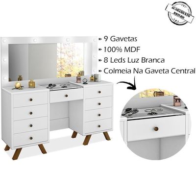 Kit Penteadeira Com Banqueta Em Mdf Branco