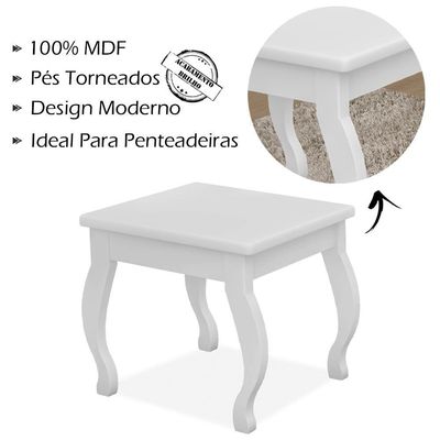 Kit Penteadeira Com Banqueta Em Mdf Branco