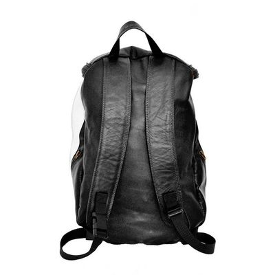 Mochila Masculina De Couro Grande Cor Preto Com Faixa Branca? Sim