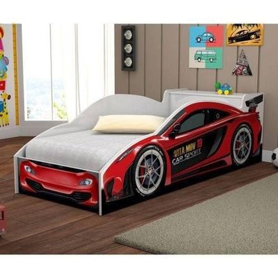 Cama Carro De Corrida 0,90 Vermelho Com Colchão - Vitamov 05001
