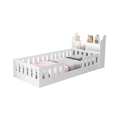 Cama De Criança Helo Solteiro Com Colchão + Nicho E Led Branca - Branco