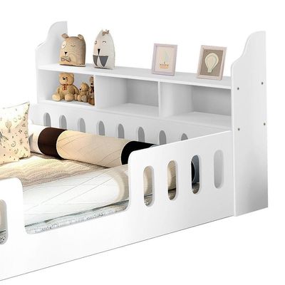 Cama Casal Casinha Montessoriana ágatha Com Colchão Branco/mel Branco