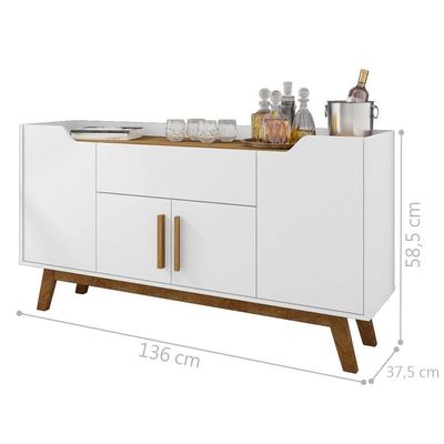 Buffet Aparador Com Gaveta Impressious Branco Cinamomo