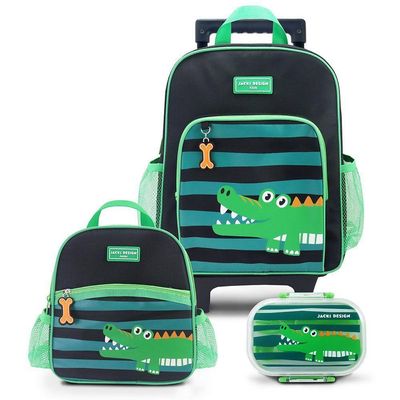 Conjunto Mochila Com Rodinhas E Lancheira Térmica Com Pote P/ Lanche Verde