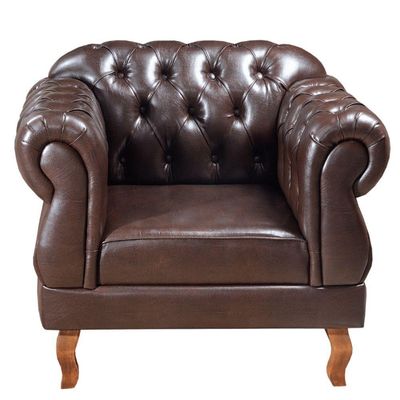 Poltrona Chesterfield Elisabeth Clássica Via Encanto Courano Marrom