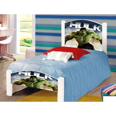 Cama Solteiro Infantil Hulk Adesivada Com Colchão Branco