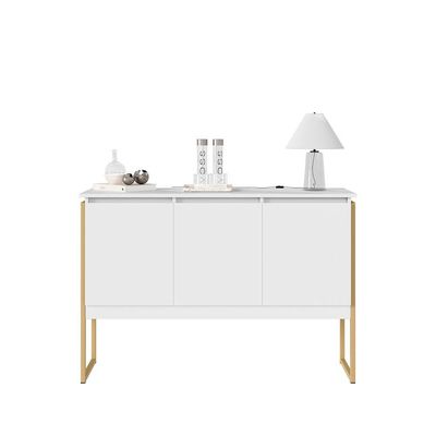 Aparador Buffet Para Sala Industrial Oslo Branco Dourado