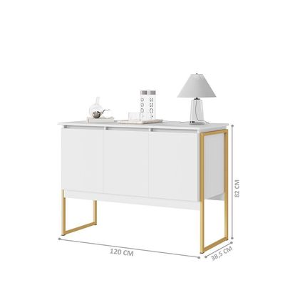 Aparador Buffet Para Sala Industrial Oslo Branco Dourado