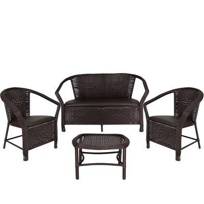 Conjunto De Poltronas E Mesa Navegantes Marrom Tabaco