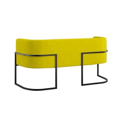 Kit 2 Poltronas + Sofá 2 Lugares Base De Metal Black Balaqui Amarelo