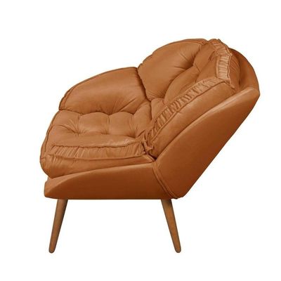 Poltrona Decorativa Califórnia Em Tecido Suede Pés Madeira
