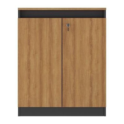 Aparador Buffet 60cm 2 Portas Com Chave Multimóveis CR50099 Amêndoa/preto