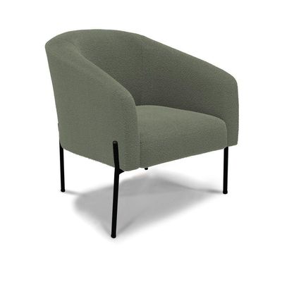 Poltrona Decorativa Pé De Ferro Preto Kit 2 Stella Bouclê Verde Pistache D03