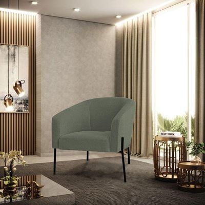Poltrona Decorativa Pé De Ferro Preto Kit 2 Stella Bouclê Verde Pistache D03