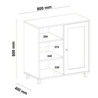 Aparador Buffet Charlotte 1 Porta Carvalho / Off White / Palha