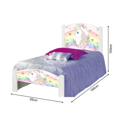 Cama Solteiro Infantil Unicónio Branco