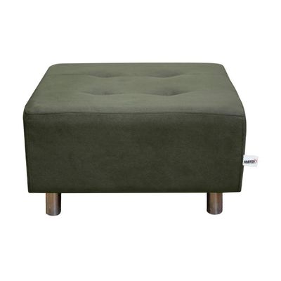 Puff Para Sala Quadrado Decorativo Com Pés Com Alumínio Nero Matrix - Veludo Light Cinza Light