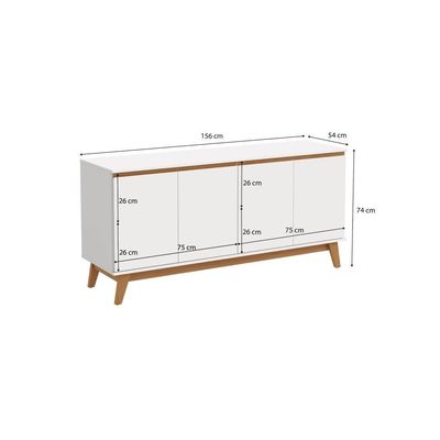 Aparador Kappesberg 4 Portas Branco 156cm