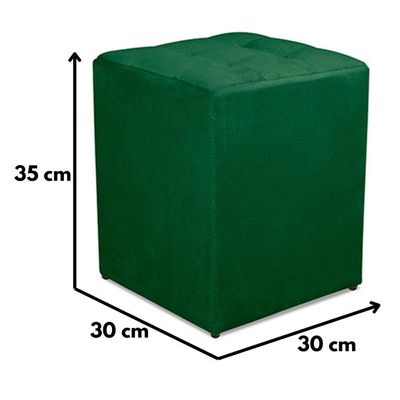 Kit 2 Puff Quadrado Decorativo Suede Cor:verde Escuro