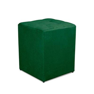 Kit 2 Puff Quadrado Decorativo Suede Cor:verde Escuro